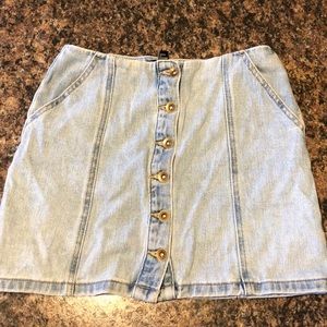 Button down denim skirt